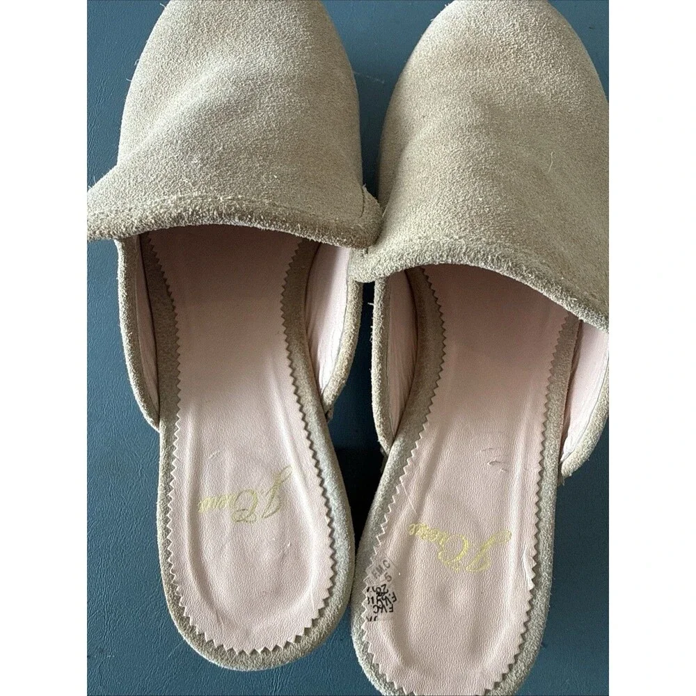 198. J. Crew Beige Leather Slip On Clogs‎ Shoes AQ674 Size 6.5 Brand New
